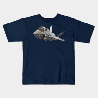 Cartoon Military Stealth Jet Fighter Plane Kids T-Shirt